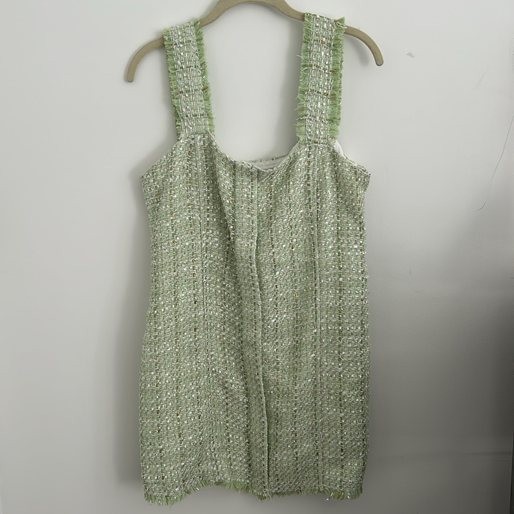 House of Harlow 1960 Tweed Green & Gold Mini Dress Size M - Picture 4 of 13